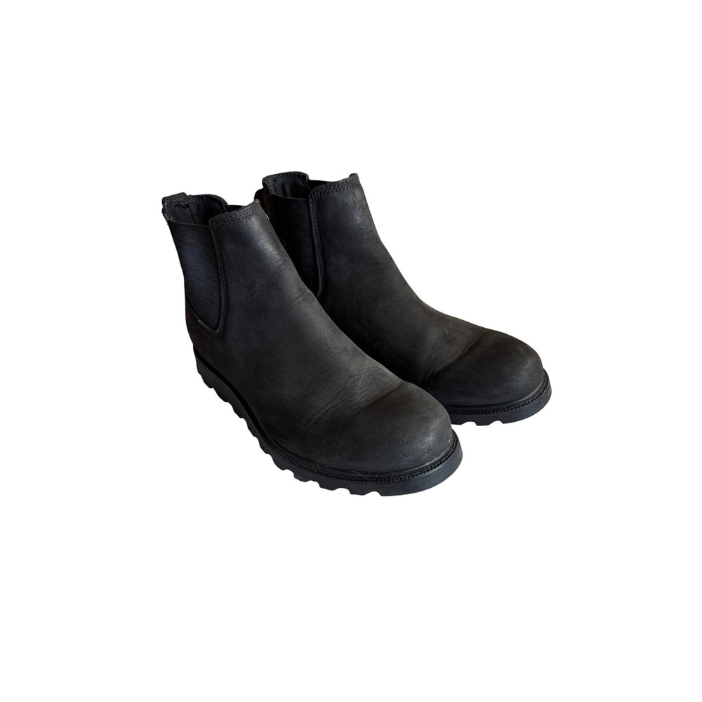 Sorel Emilee Chelsea Waterproof Black Leather Lug Sole Boots Womens‎ 6.5